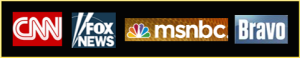 Television Interview Logos-CNN, Fox News, MSNBC, Bravo